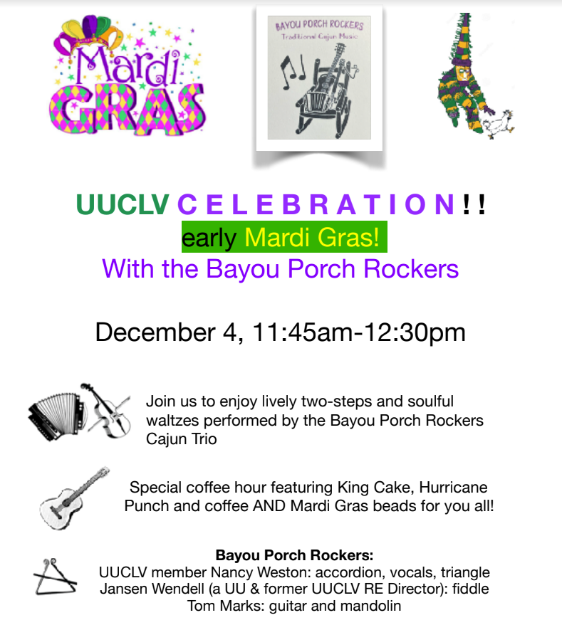 Early Mardi Gras Celebration The Unitarian Universalist Church Of The